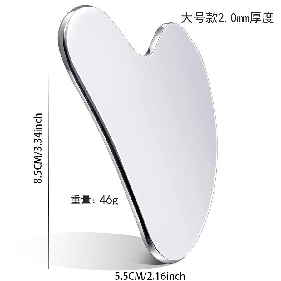 Factory direct stainless steel large heart-shaped scraping plate hand face scraping metal massage beauty tools wholesale