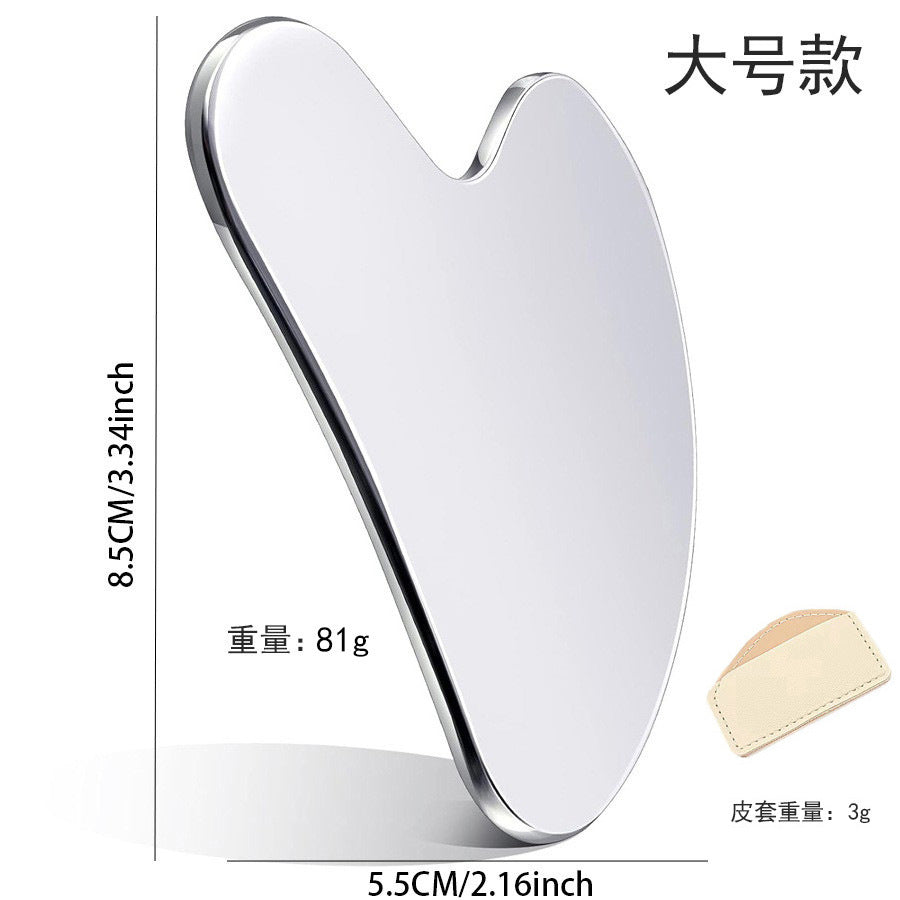 Factory direct stainless steel large heart-shaped scraping plate hand face scraping metal massage beauty tools wholesale