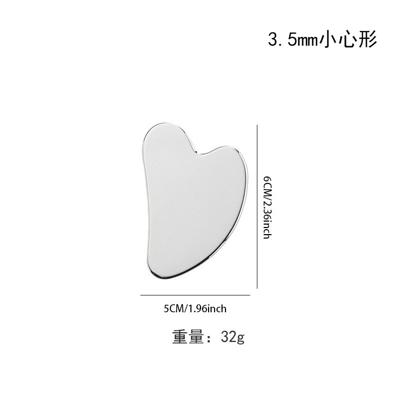 Factory direct stainless steel large heart-shaped scraping plate hand face scraping metal massage beauty tools wholesale
