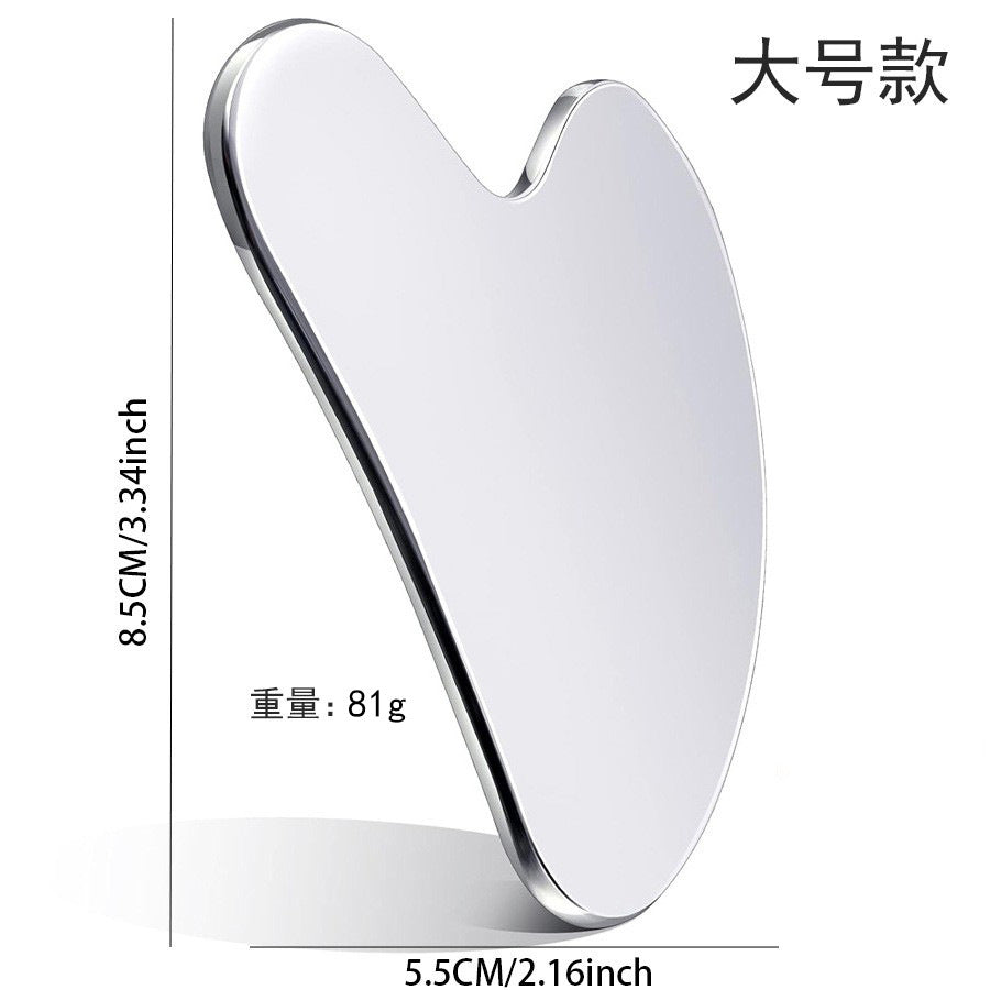Factory direct stainless steel large heart-shaped scraping plate hand face scraping metal massage beauty tools wholesale