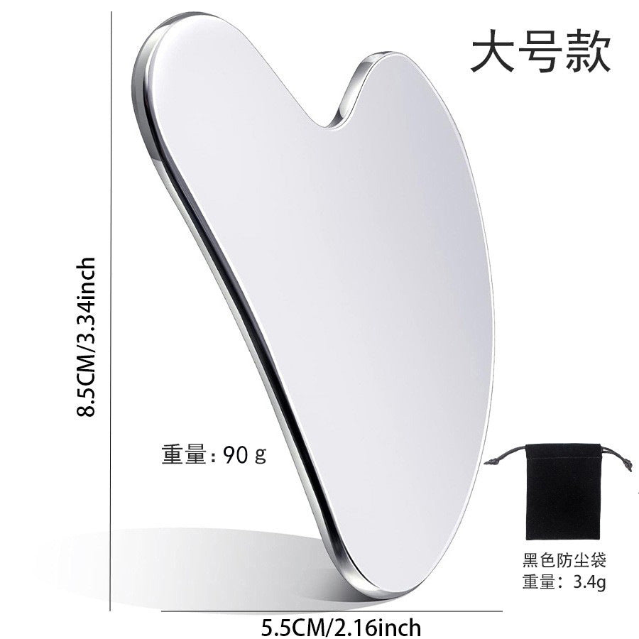 Factory direct stainless steel large heart-shaped scraping plate hand face scraping metal massage beauty tools wholesale