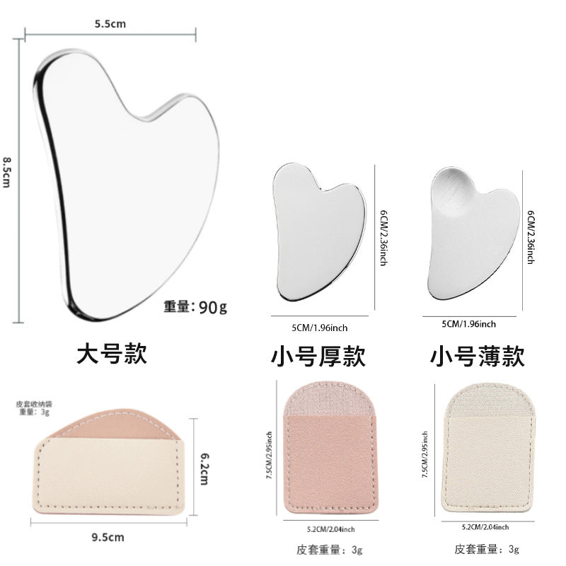 Factory direct stainless steel large heart-shaped scraping plate hand face scraping metal massage beauty tools wholesale