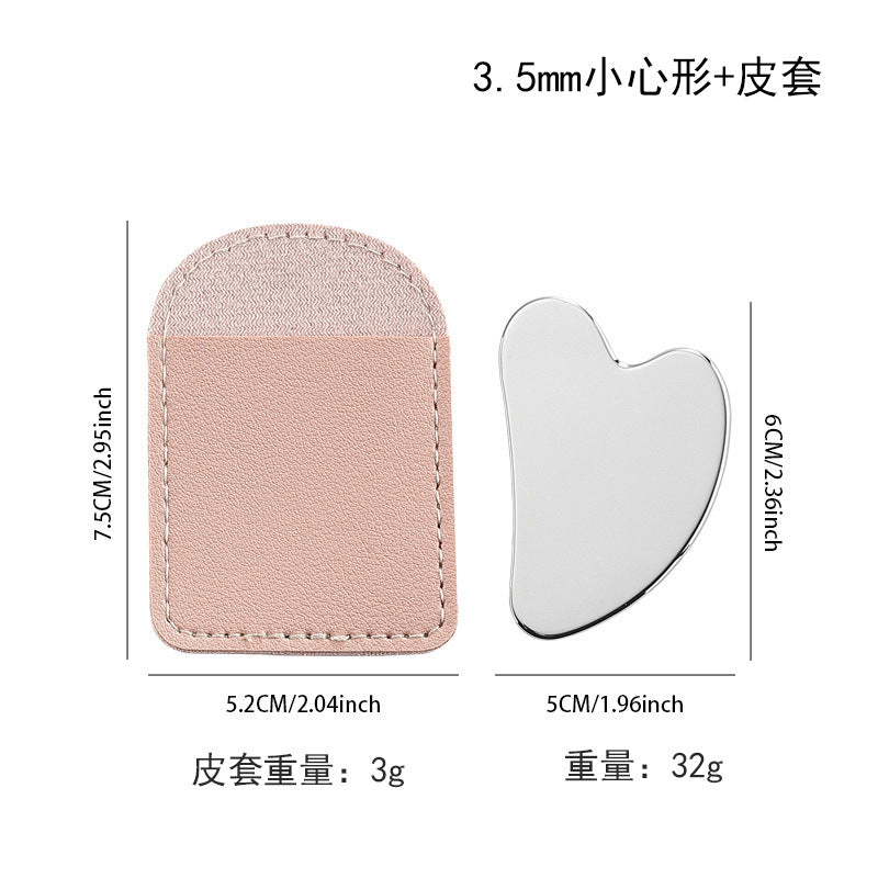 Factory direct stainless steel large heart-shaped scraping plate hand face scraping metal massage beauty tools wholesale