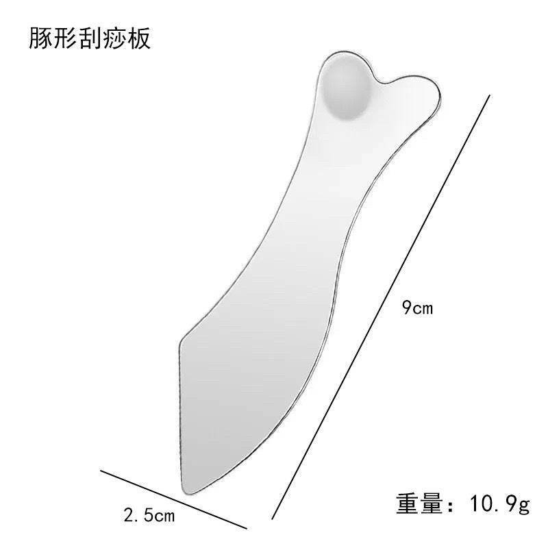 Factory direct stainless steel large heart-shaped scraping plate hand face scraping metal massage beauty tools wholesale