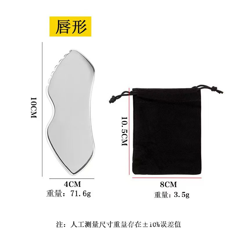 Factory direct stainless steel large heart-shaped scraping plate hand face scraping metal massage beauty tools wholesale