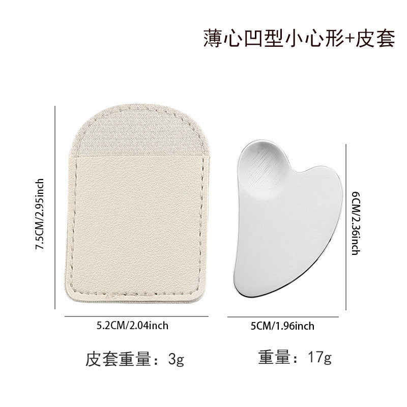 Factory direct stainless steel large heart-shaped scraping plate hand face scraping metal massage beauty tools wholesale